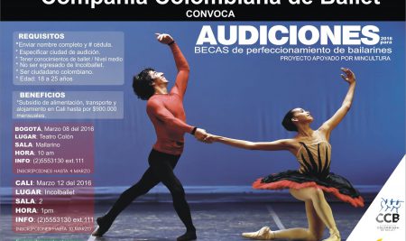COMPAÑÍA COLOMBIANA DE BALLET convoca audiciones 2016 para becas de perfeccionamiento de bailarines